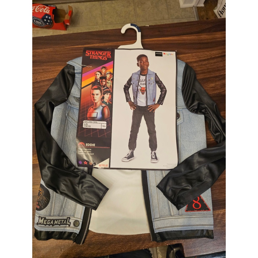 Stranger Things Eddie Munson Child Costume Size L 10-12 Hellfire Club Disguise